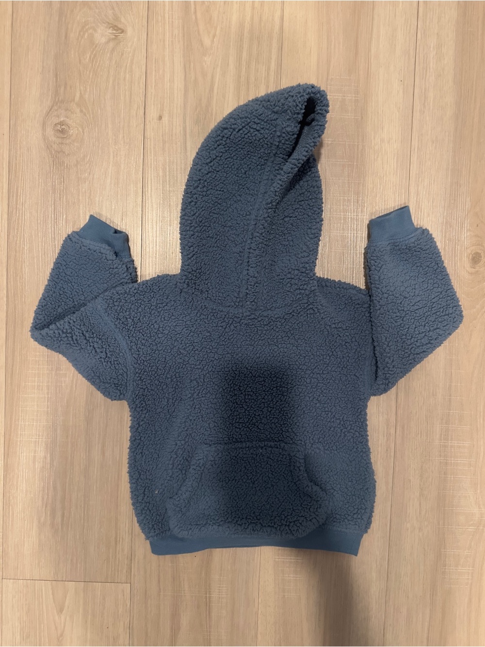 Kids Cozy Hooded Sherpa Pullover - Slate Blue